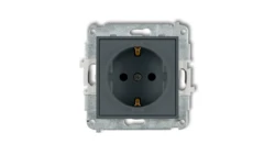 MINI Mechanizm gniazda pojedynczego z uziemieniem SCHUKO 2P+Z (przesłony torów prądowych) grafitowy mat 28MGP-1sp