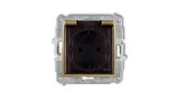 MINI Mechanizm gniazda bryzgoszczelnego z uziemieniem SCHUKO 2P+Z (klapka dymna, przesłony torów prądowych) złoty 29MGPB-1sdp
