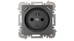 Vestra Gniazdo 2P+Z 2xUSB zasilające bez ramki podtynkowe IP20 czarny 3888-19