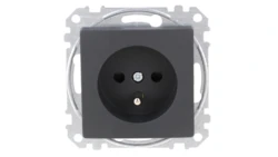 Gniazdo zasilające 2P+PE z przesł torów pr zaciski bezg, czarny antracyt, Sedna Design i Elements SDD114012