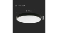 Plafoniera LED 24W 2400lm 4000K IP44 Okrągła fi295 Mleczny Czarna Ramka z mikrofalowym czujnikiem ruchu 7670