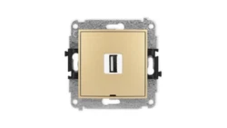 ICON Mechanizm gniazda pojedynczego USB A-A 2.0, bez pola opisowego złoty 29IGUSBBO-1