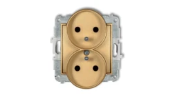 ICON Mechanizm gniazda podwójnego do ramki z uziemieniem 2x(2P+Z) (przesłony torów prądowych) złoty 29IGPR-2zp