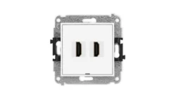 ICON Mechanizm gniazda podwójnego HDMI 2.0, bez pola opisowego biały IHDMIBO-4