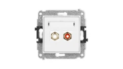 ICON Mechanizm gniazda podwójnego RCA (typu cinch - biały i czerwony, pozłacany) biały IGRCA-2
