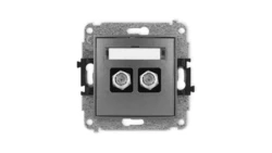 ICON Mechanizm gniazda antenowego podwójnego typu F (SAT) niklowany grafitowy 11IGF-2