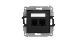 ICON Mechanizm gniazda komputerowego podwójnego 2xRJ45, kat. 6, 8-stykowy czarny mat 12IGK-4