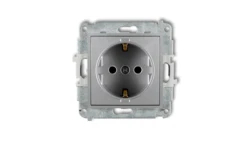 ICON Mechanizm gniazda pojedynczego z uziemieniem SCHUKO 2P+Z (przesłony torów prądowych) srebrny metalik 7IGP-1sp