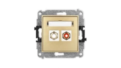 ICON Mechanizm gniazda podwójnego RCA (typu cinch - biały i czerwony, pozłacany) złoty 29IGRCA-2