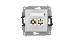 ICON Mechanizm gniazda antenowego podwójnego typu F (SAT) pozłacany srebrny metalik 7IGF-2.1