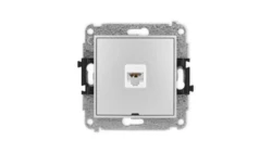 ICON Mechanizm gniazda komputerowego pojedynczego 1xRJ45, kat. 6A, 8-stykowy, bez pola opisowego srebrny metalik 7IGKBO-7