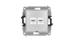 ICON Mechanizm gniazda komputerowego podwójnego 2xRJ45, kat. 5e, 8-stykowy, bez pola opisowego srebrny metalik 7IGKBO-2