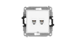 ICON Mechanizm gniazda telefonicznego podwójnego 2xRJ11, 4-stykowy, beznarzędziowe, bez pola opisowego biały IGTBO-2