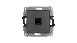 ICON Mechanizm gniazda telefonicznego pojedynczego 1xRJ11, 4-stykowy, beznarzędziowe, bez pola opisowego grafitowy mat 28IGTBO-1