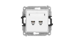 ICON Mechanizm gniazda telefonicznego podwójnego 2xRJ11, 4-stykowy, beznarzędziowe biały mat 25IGT-2