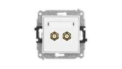 ICON Mechanizm gniazda antenowego podwójnego typu F (SAT) pozłacany biały mat 25IGF-2.1