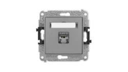 ICON Mechanizm gniazda komputerowego pojedynczego 1xRJ45, kat. 6, ekranowane, 8-stykowy szary mat 27IGK-5