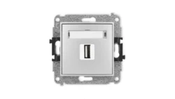 ICON Mechanizm gniazda pojedynczego USB A-A 2.0 srebrny metalik 7IGUSB-1