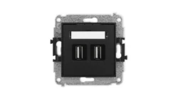ICON Mechanizm gniazda podwójnego 2xUSB A-A 2.0 czarny mat 12IGUSB-2