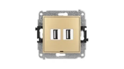 ICON Mechanizm gniazda podwójnego 2xUSB A-A 2.0, bez pola opisowego złoty 29IGUSBBO-2