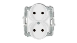 ICON Mechanizm gniazda podwójnego do ramki bez uziemienia 2x2P (bez przesłon torów prądowych) biały IGPR-2