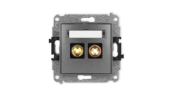 ICON Mechanizm gniazda głośnikowego pojedynczego (typu banan - czerwony i czarny, pozłacany, 4 mm2, skręcany) grafitowy 11IGG-4