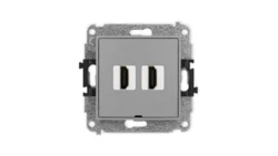 ICON Mechanizm gniazda podwójnego HDMI 2.0, bez pola opisowego szary mat 27IHDMIBO-4