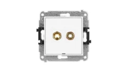 ICON Mechanizm gniazda głośnikowego poj., bez opisu (banan - czerwony i czarny, pozłacany, 4 mm2, skręcany) biały mat 25IGGBO-4