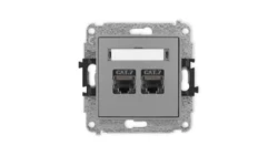 ICON Mechanizm gniazda komputerowego podwójnego 2xRJ45, kat. 7, ekranowane, 8-stykowy szary mat 27IGK-10