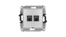 ICON Mechanizm gniazda komputerowego podwójnego 2xRJ45, kat. 7, ekranowane, 8-styk, bez pola opisowego srebrny metalik 7IGKBO-10