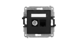 ICON Mechanizm gniazda antenowego poj. typu F (SAT) + gniazda komp. poj. 1xRJ45, kat. 6, 8-stykowy czarny mat 12IGFK-3