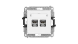 ICON Mechanizm gniazda komputerowego podwójnego 2xRJ45, kat. 6, ekranowane, 8-stykowy biały IGK-6