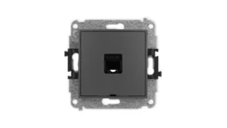 ICON Mechanizm gniazda komputerowego pojedynczego 1xRJ45, kat. 5e, 8-stykowy, bez pola opisowego grafitowy mat 28IGKBO-1