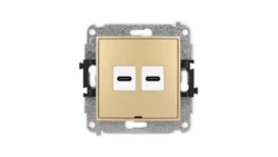 ICON Mechanizm gniazda podwójnego 2xUSB C-C, bez pola opisowego złoty 29IGUSBBO-8