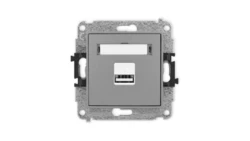 ICON Mechanizm ładowarki USB pojedynczej, 5V, 2A szary mat 27ICUSB-3