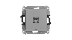 ICON Mechanizm gniazda komputerowego pojedynczego 1xRJ45, kat. 5e, ekranowane, 8-styk, bez pola opisowego szary mat 27IGKBO-1e
