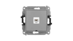 ICON Mechanizm gniazda komputerowego pojedynczego 1xRJ45, kat. 6A, 8-stykowy, bez pola opisowego szary mat 27IGKBO-7