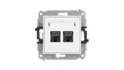 ICON Mechanizm gniazda komputerowego podwójnego 2xRJ45, kat. 8, ekranowane, 8-stykowy biały IGK-12