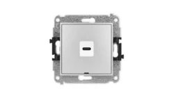 ICON Mechanizm gniazda pojedynczego 1xUSB C-C, bez pola opisowego srebrny metalik 7IGUSBBO-7