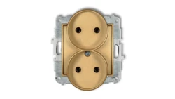 ICON Mechanizm gniazda podwójnego do ramki bez uziemienia 2x2P (bez przesłon torów prądowych) złoty 29IGPR-2