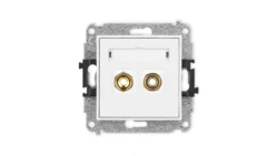 ICON Mechanizm gniazda głośnikowego pojedynczego (typu banan - czerwony i czarny, pozłacany, 4 mm2, skręcany) biały mat 25IGG-4