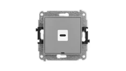 ICON Mechanizm gniazda pojedynczego 1xUSB C-C, bez pola opisowego szary mat 27IGUSBBO-7