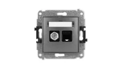 ICON Mechanizm gniazda antenowego poj. typu F (SAT) + gniazda komp. poj. 1xRJ45, kat. 5e, 8-stykowy grafitowy 11IGFK-1