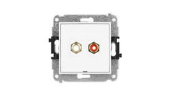 ICON Mechanizm gniazda podwójnego RCA, bez pola opisowego (typu cinch - biały i czerwony, pozłacany) biały mat 25IGRCABO-2