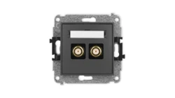 ICON Mechanizm gniazda antenowego podwójnego typu F (SAT) pozłacany grafitowy mat 28IGF-2.1