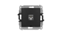 ICON Mechanizm gniazda komputerowego pojedynczego 1xRJ45, kat. 6, ekranowane, 8-styk, bez pola opisowego czarny mat 12IGKBO-5