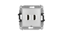 ICON Mechanizm gniazda podwójnego HDMI 2.0, bez pola opisowego srebrny metalik 7IHDMIBO-4