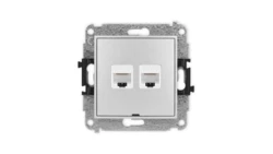 ICON Mechanizm gniazda komputerowego podwójnego 2xRJ45, kat. 6, 8-stykowy, bez pola opisowego srebrny metalik 7IGKBO-4