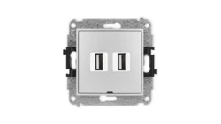 ICON Mechanizm gniazda podwójnego 2xUSB A-A 2.0, bez pola opisowego srebrny metalik 7IGUSBBO-2