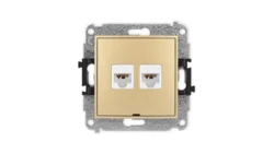 ICON Mechanizm gniazda komputerowego podwójnego 2xRJ45, kat. 6A, 8-stykowy, bez pola opisowego złoty 29IGKBO-8